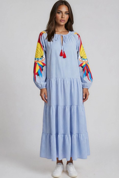 Miss Sparkling Balloon Sleeve Tiered Maxi Dress