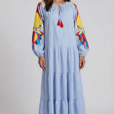 Miss Sparkling Balloon Sleeve Tiered Maxi Dress
