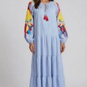  Miss Sparkling Balloon Sleeve Tiered Maxi Dress