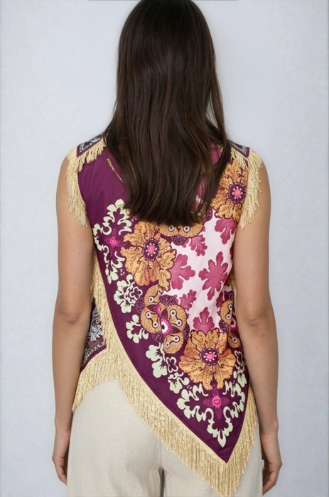 Miss Sparkling Fringed Floral Print Top