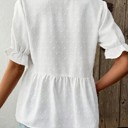  Miss Sparkling Dot Ruffle Trim V-Neck Blouse