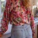  Miss Sparkling  Floral Ruffled Blouse