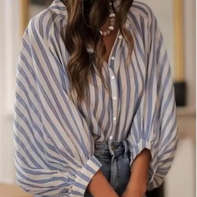 Miss Sparkling Striped Empire Waist Blouse