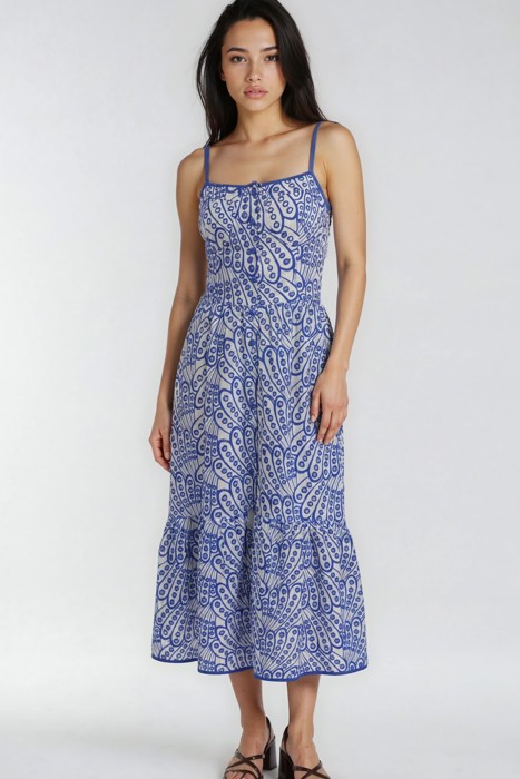 Miss Sparkling Eyelet Cami Midi Dress