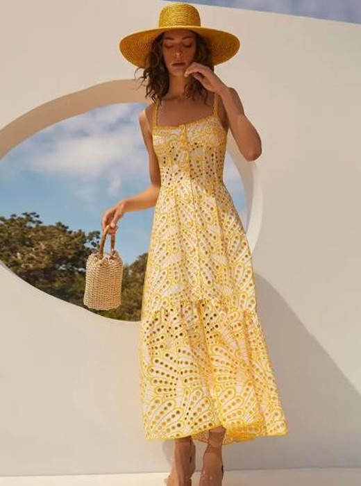 Miss Sparkling Eyelet Cami Midi Dress