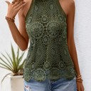 Olive Small Miss Sparkling Lace Halter Neck Sleeveless Top
