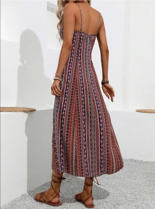 Miss Sparkling Spaghetti Strap Side Slit  Maxi Dress