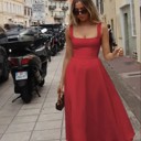  Miss  Sparkling Square Neck Fit & Flare Midi Dress