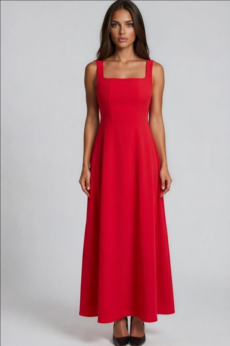 Miss  Sparkling Square Neck Fit & Flare Midi Dress