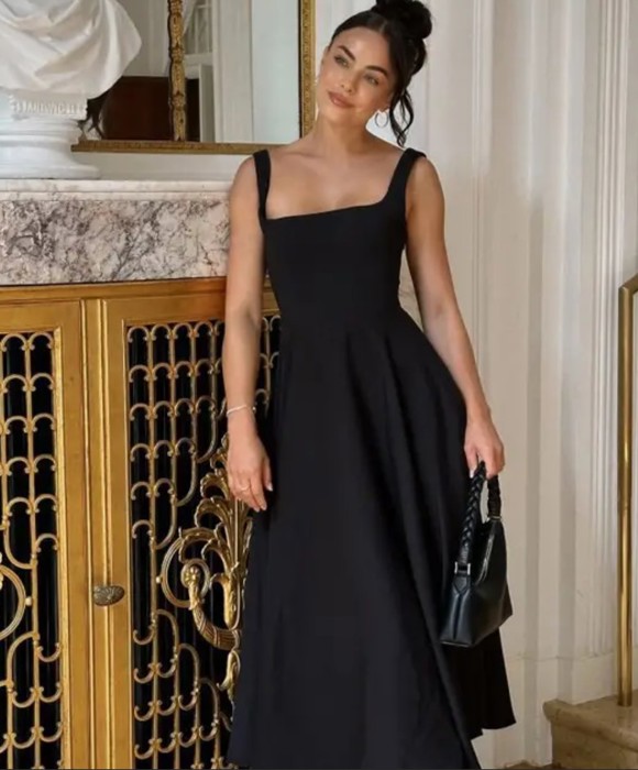 Miss  Sparkling Square Neck Fit & Flare Midi Dress