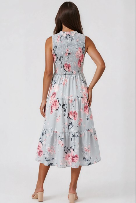 Miss Sparkling Floral Tiered Midi Dress