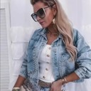  Miss Sparkling Embellished Washed Denim Jacket