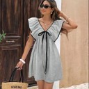  Miss Sparkling Striped V Neck Dress