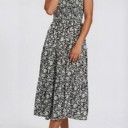  Miss Sparkling Smocked Square Neck Tiered Floral Dress