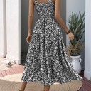  Miss Sparkling Smocked Square Neck Tiered Floral Dress