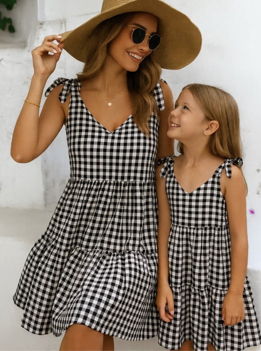 Miss Sparkling Kids Gingham Ruffle Dress