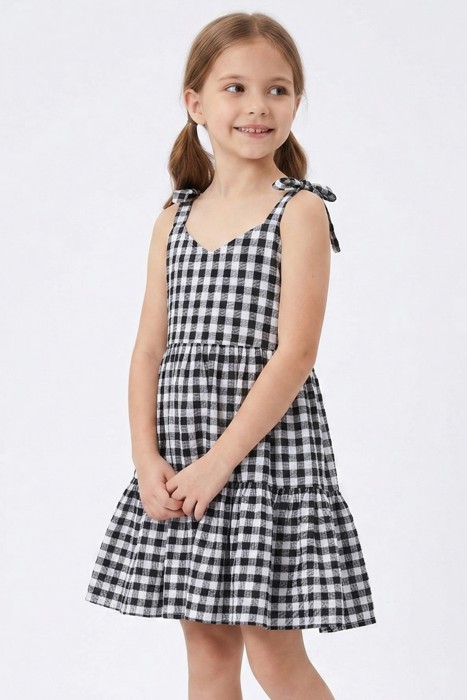 Miss Sparkling Kids Gingham Ruffle Dress