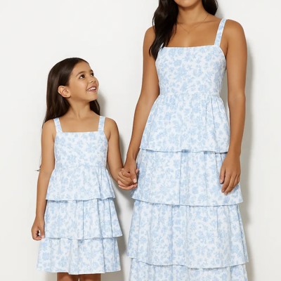 Miss Sparkling Kids Floral Layered Ruffle Dress