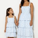  Miss Sparkling Kids Floral Layered Ruffle Dress