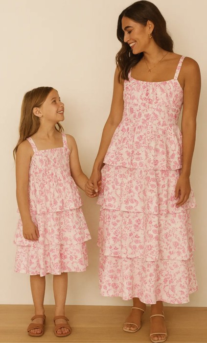 Miss Sparkling Kids Floral Layered Ruffle Dress