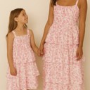  Miss Sparkling Kids Floral Layered Ruffle Dress