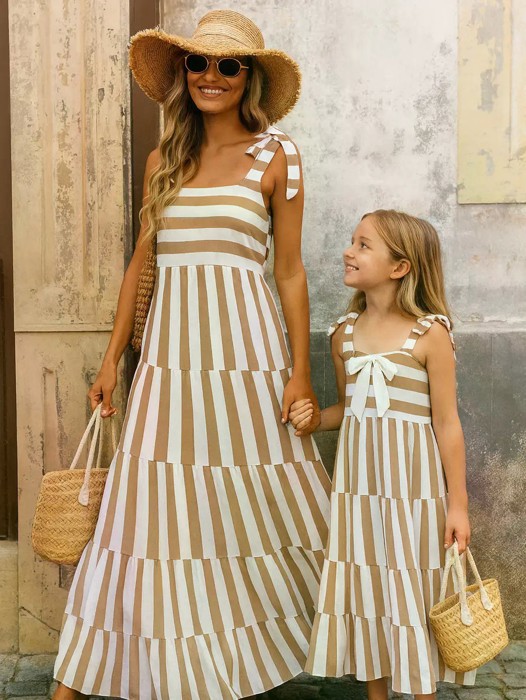 Miss Sparkling Kids Striped Sleeveless Maxi Dress