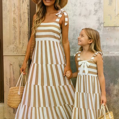 Miss Sparkling Kids Striped Sleeveless Maxi Dress