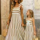  Miss Sparkling Kids Striped Sleeveless Maxi Dress