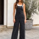 Miss Sparkling Frayed Trim Denim Overalls