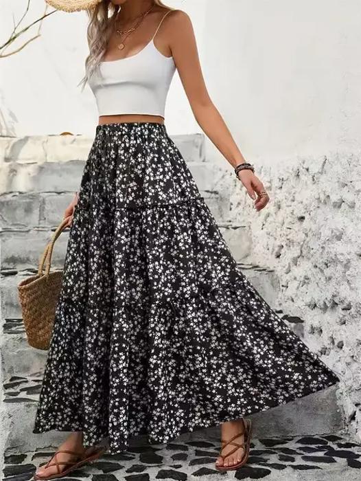 Floral tiered maxi skirt