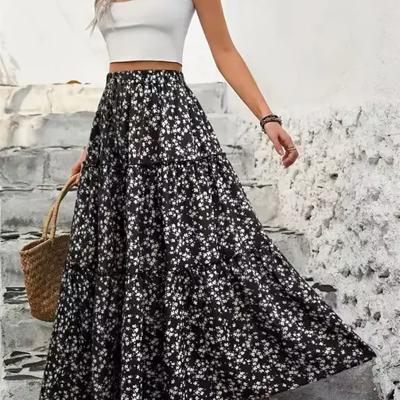 Floral tiered maxi skirt