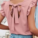  Ruffle Sleeve Blouse with Back Bow Tie – Mauve Pink
