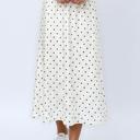Beige Small Vintage Polka Dot Midi Skirt