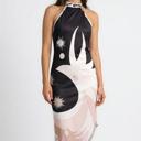 Black Small Miss Sparkling Satin Halter Neck Open-Back  Midi Dress