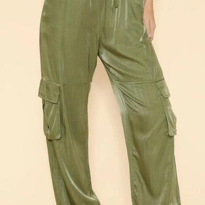 Satin wide leg cargo pants