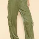  Satin wide leg cargo pants