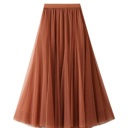 XL Red Solid Color Tulle Midi Skirt