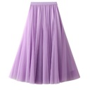  Solid Color Tulle Midi Skirt