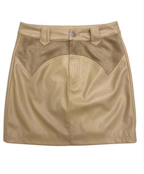 Western contrast pleather mini skirt
