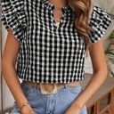 Small Black Gingham Blouse