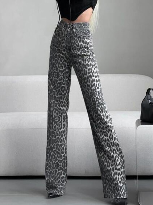Leopard print high waist pants