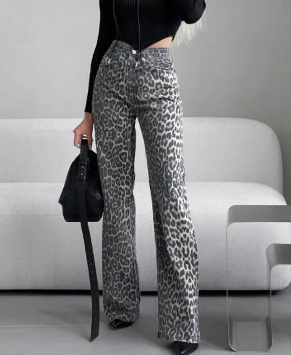Leopard print high waist pants