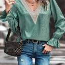 Small Green Long sleeve v neck blouse