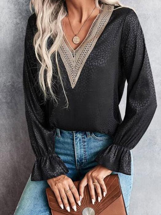 Long sleeve v neck blouse