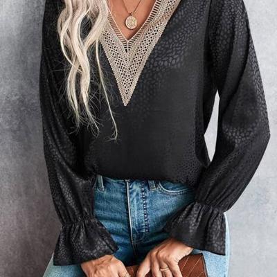 Long sleeve v neck blouse