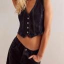 Small Black Denim Vest Jacket