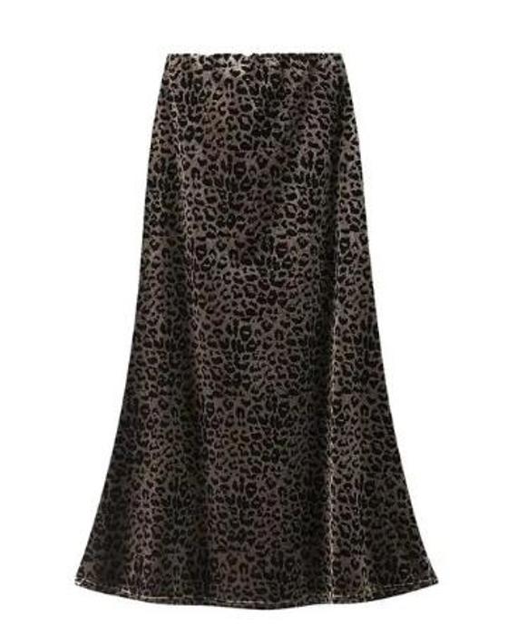 Velvet leopard midi skirt