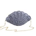 Blue One Size Fits Most Miss Sparkling Crochet Shell-Shaped  Bag