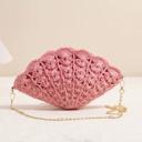 Pink One Size Fits Most Miss Sparkling Crochet Shell-Shaped  Bag