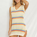  Miss Sparkling Retro Striped Knit Coverup dress